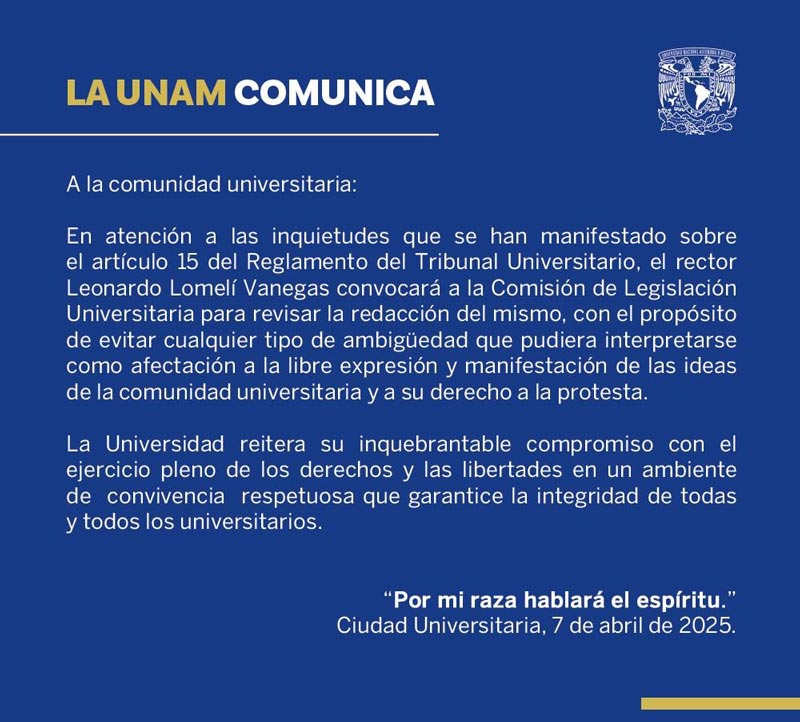 Comunicado UNAM