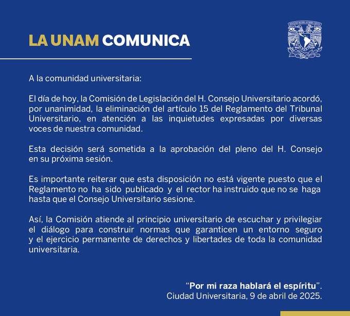comunicado unam